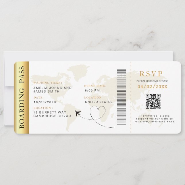 Carte d'embarquement Destination mariage Code QR R (Devant)