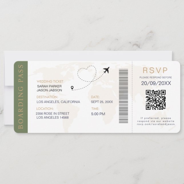 Carte d'embarquement Destination Mariage Code QR R (Devant)