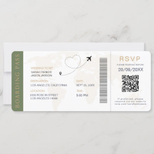 Carte d'embarquement Destination Mariage Code QR R