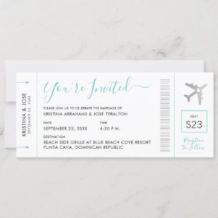 Carte d'embarquement Destination Mariage Invitatio