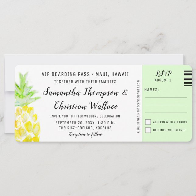 Carte d'embarquement Destination Mariage RSVP bill (Devant)