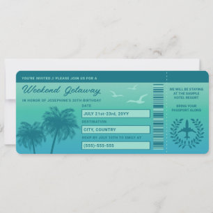 Carte d'embarquement Faux Anniversaire Tropical Bl