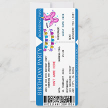 Carte d'embarquement Fête d'anniversaire Fly High