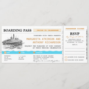 carte d'embarquement invitations de mariage avec R