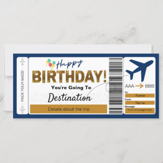 Carte d'embarquement Joyeux billet d'anniversaire