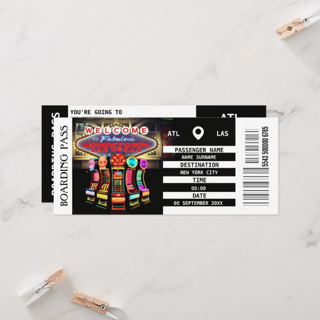 Carte d'embarquement Las Vegas week-end escapades  (Devant/Arrière en situation)