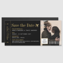Carte d'embarquement Magnet Enregistrer la date Bl