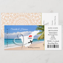 Carte d'embarquement Mariage Destination Tenerife