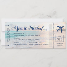 Carte d'embarquement mariage plage tout-en-un