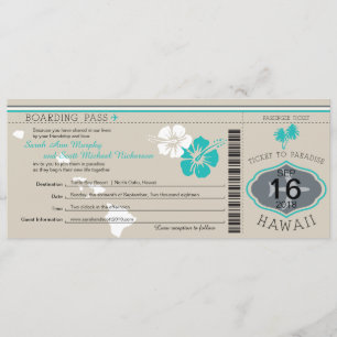 Carte d'embarquement mariage pour Hawaii