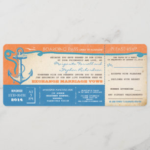 Carte d'embarquement mariage vintage avec RSVP