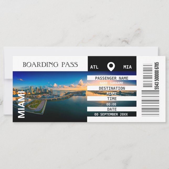 Carte d'embarquement Miami Florida week-end (Devant)