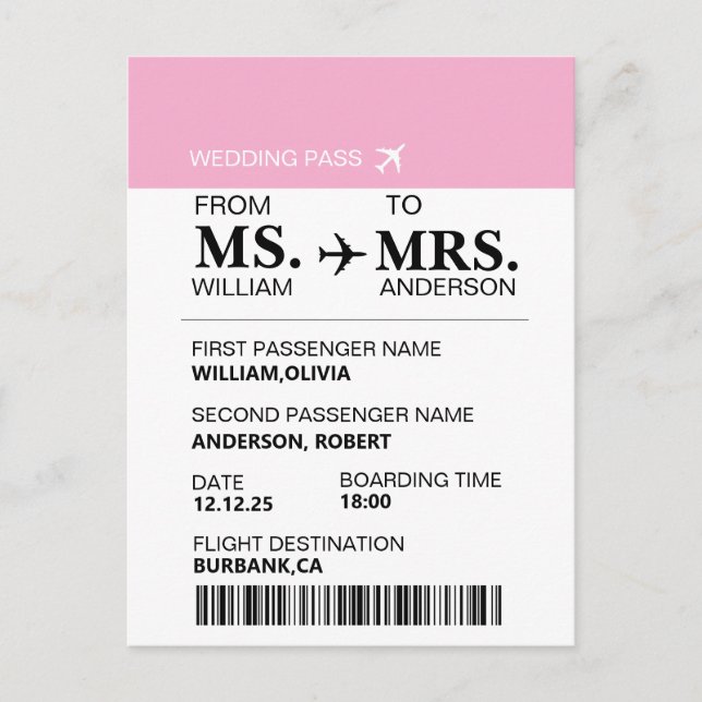Carte d'embarquement moderne élégante personnalisé (Devant)