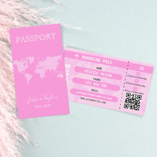 Carte d'embarquement moderne Pink Passport Carte d