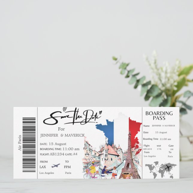 carte d'embarquement Paris enregistrer la date du  (Debout devant)
