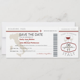 Carte d'embarquement pour Italie Faire-part de mar