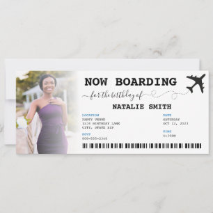 Carte d'embarquement pour la fête d'anniversaire