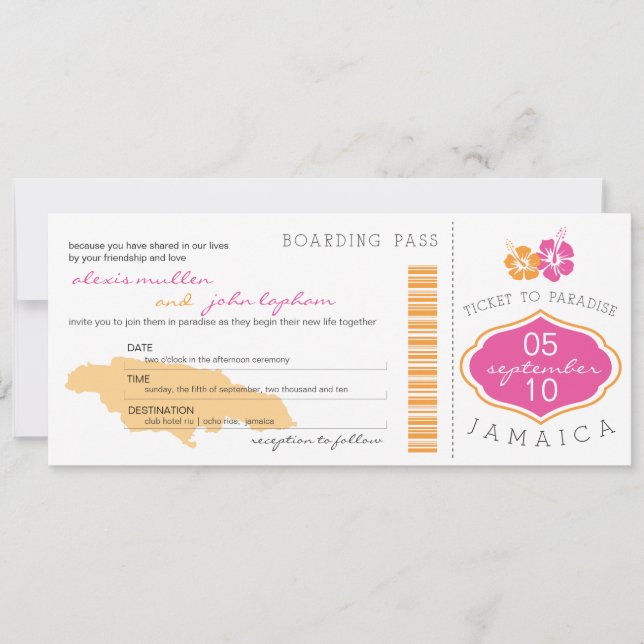 Carte d'embarquement pour la Jamaïque Faire-part d (Devant)