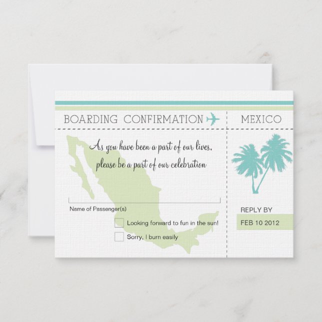 Carte d'embarquement pour le MEXIQUE (Devant)