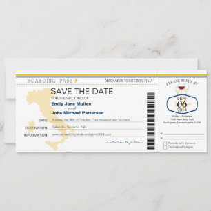 Carte d'embarquement pour l'invitation de mariage 