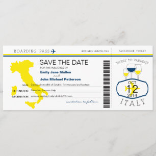 Carte d'embarquement pour l'invitation de mariage 