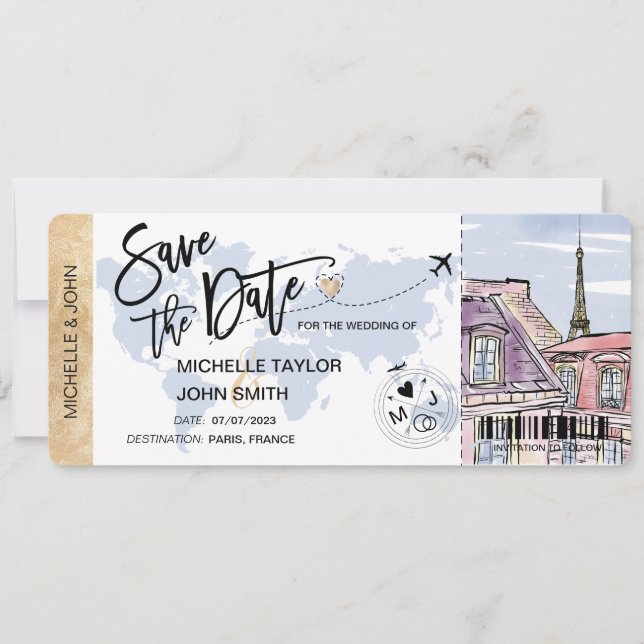 Carte d'embarquement pour mariage à Paris Enregist (Devant)