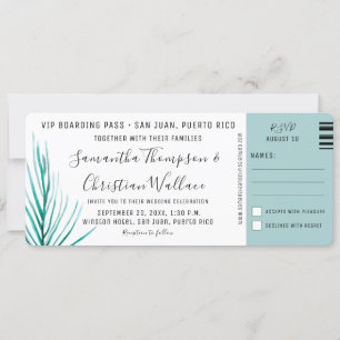 Carte d'embarquement pour Palm de mariage de desti