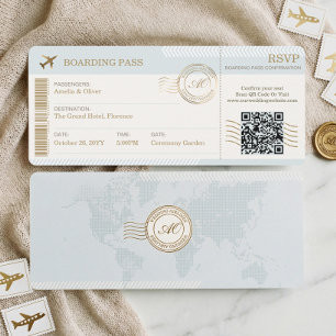 Carte d'embarquement pour un mariage de destinatio