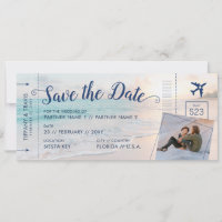 Carte d'embarquement pour un mariage sur une plage