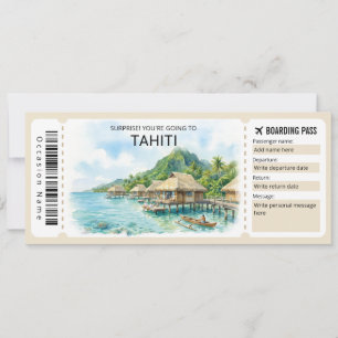 Carte d'embarquement pour un voyage à Tahiti