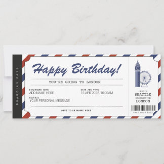 Carte d'embarquement pour un voyage surprise à Lon