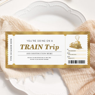 Carte d'embarquement pour voyage en train doré Bon