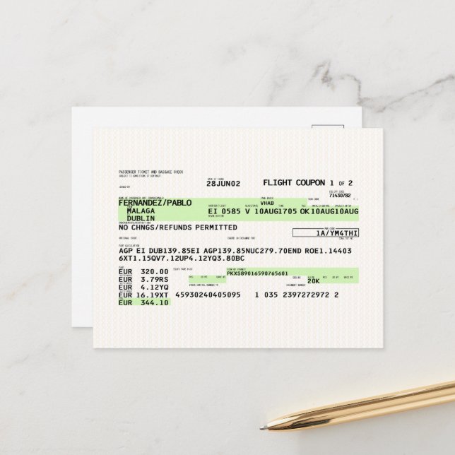 Carte d'embarquement - Rétro (Devant/Arrière en situation)