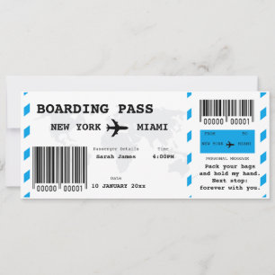 Carte d'embarquement romantique modifiable   Surpr