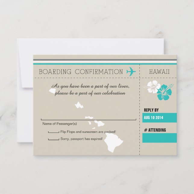 Carte d'embarquement RSVP à HAWAII (Devant)