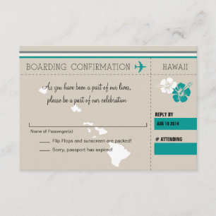 Carte d'embarquement RSVP à HAWAII