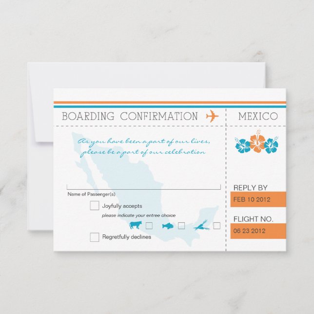 Carte d'embarquement RSVP au MEXIQUE (Devant)
