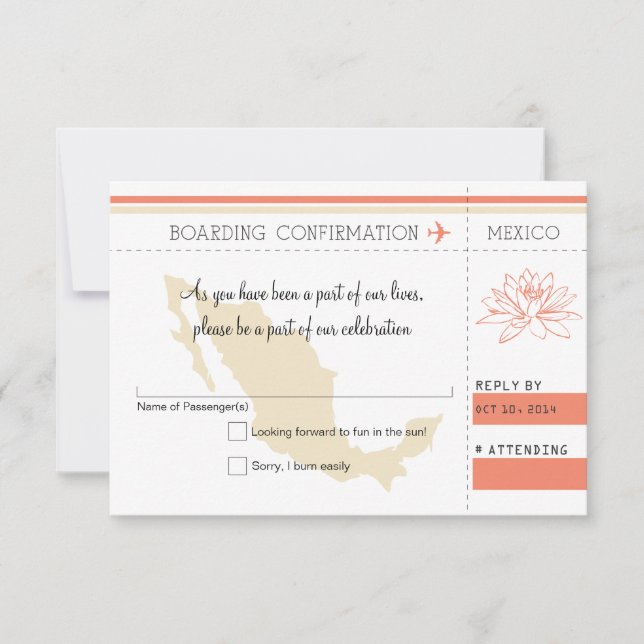 Carte d'embarquement RSVP au MEXIQUE (Devant)