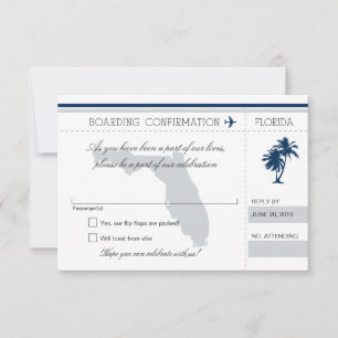 Carte d'embarquement RSVP pour Floride Bleu et Gri
