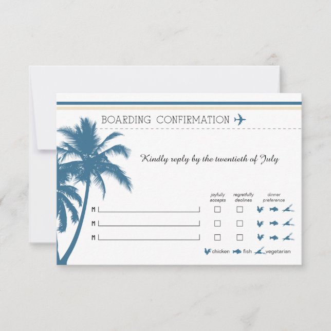 Carte d'embarquement RSVP pour Floride Bleue et Cr (Devant)