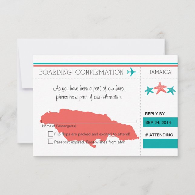 Carte d'embarquement RSVP pour la JAMAÏQUE (Devant)