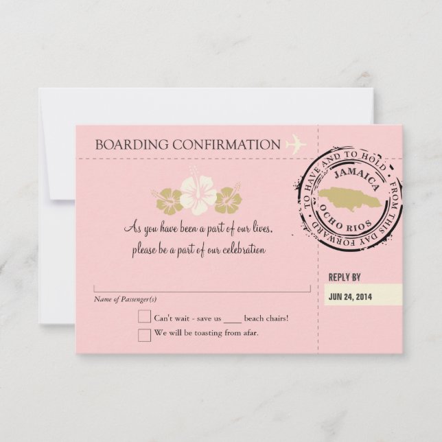 Carte d'embarquement RSVP pour la Jamaïque (Devant)