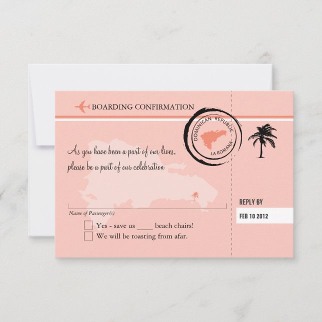 Carte d'embarquement RSVP pour la République domin (Devant)