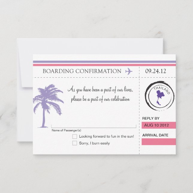 Carte d'embarquement RSVP POUR LA THAÏLANDE (Devant)