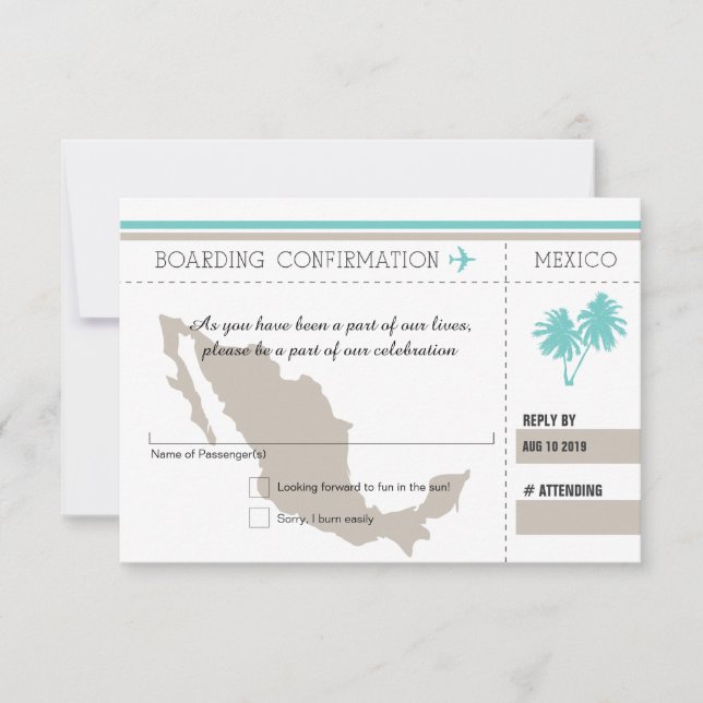 Carte d'embarquement RSVP POUR LE MEXIQUE (Devant)
