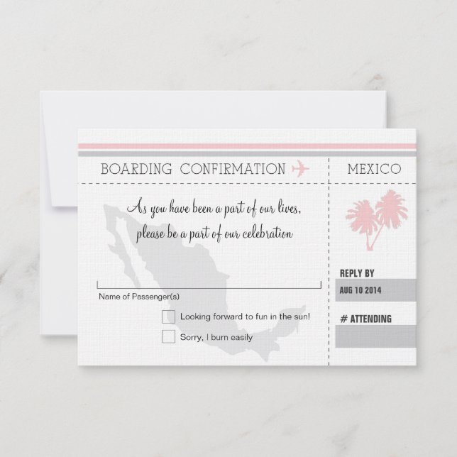 Carte d'embarquement RSVP POUR LE MEXIQUE (Devant)