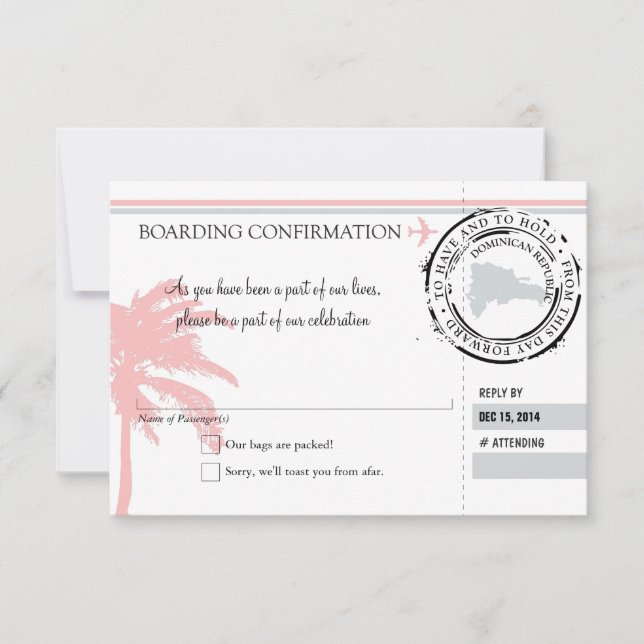 Carte d'embarquement RSVP pour République dominica (Devant)