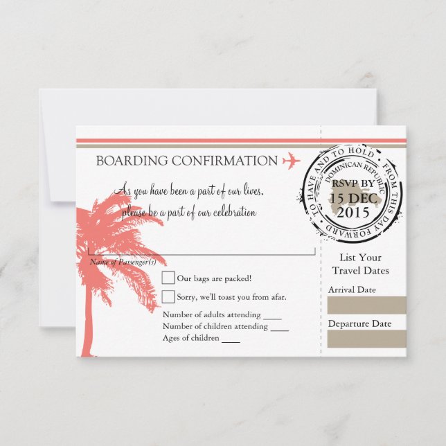 Carte d'embarquement RSVP pour République dominica (Devant)
