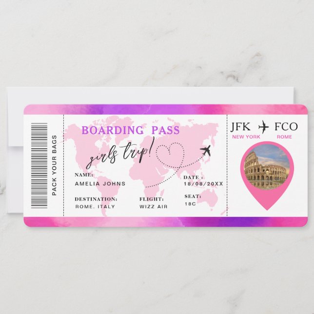 Carte d'embarquement Surprise Airline Ticket Girls (Devant)