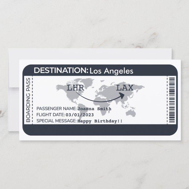 Carte d'embarquement Surprise Destination Billet d (Devant)